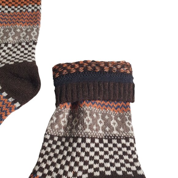 Colorful Striped Knit Men Socks Brown Orange Warm Soft Comfortable Winter Gift - Picture 4 of 4